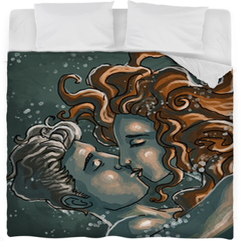 Kissing Underwater Couple Fleece Bed Blanket