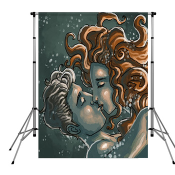 Kissing Underwater Couple Pole Pocket Backdrop