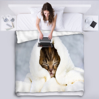 Kitten Closed In Towel Fleece Blanket