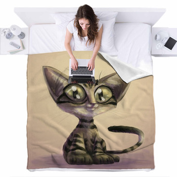 Kitten Fleece Bed Blanket