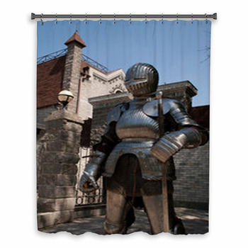 Knight In The Ancient Metal Custom Size Shower Curtain