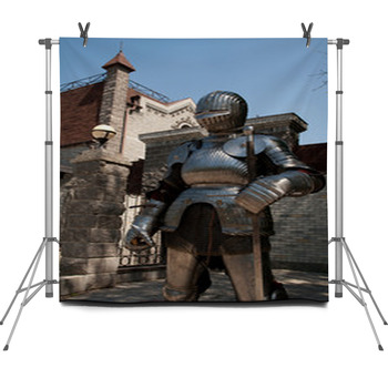 Knight In The Ancient Metal Armor Fleece Backdrop