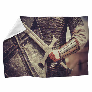 Knight Photo In Medieval Vintage Style Fleece Blanket
