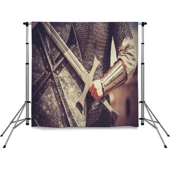 Knight Photo In Medieval Vintage Pole Pocket Backdrop