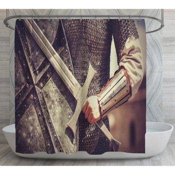 Knight Photo In Medieval Vintage Style Shower Curtain