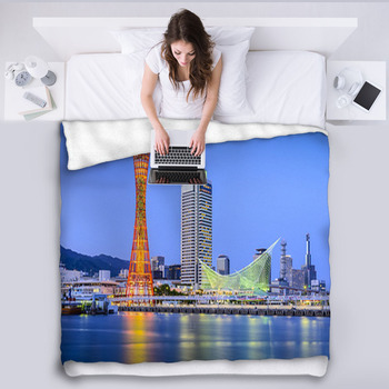 Kobe, Japan At The Port Of Kobe Fleece Blanket
