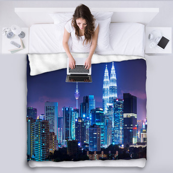Kuala Lumpur Skyline At Night Fleece Blanket