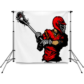Lacrosse Player Cradling Ball Pole Pocket Backdrop