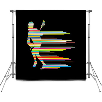 Lacrosse Player In Action Vector Custom Size Backdrop