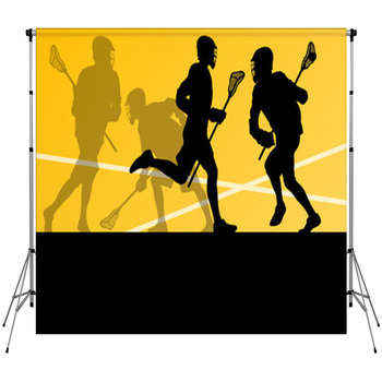 Lacrosse Players Active Sports Custom Size Backdrop
