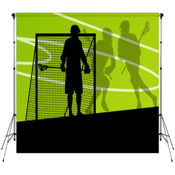 Lacrosse Players Active Sports Custom Size Backdrop