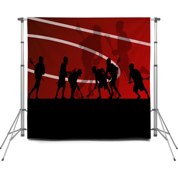 Lacrosse Players Active Sports Custom Size Backdrop