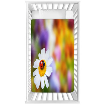 Ladybug On Daisy Flower Baby Crib Comforter
