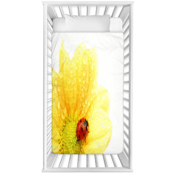 Ladybug On Yellow Flower Baby Crib Comforter