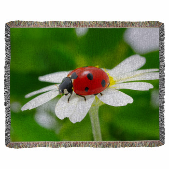 Ladybug Woven Throw Blanket