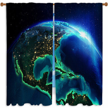 Land Area In North America Custom Size Window Curtain