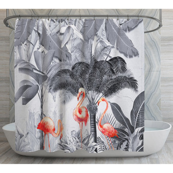 Landscape Monochrome Background Jungle Shower Curtain