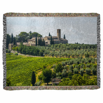 Landscape Near San Gimignano Woven Throw Blanket