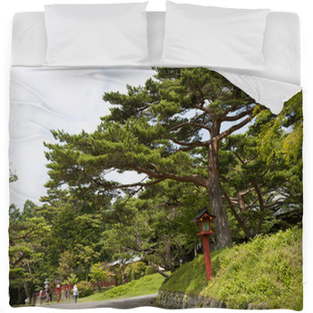 Landscape With Pine Fleece Bed Blanket