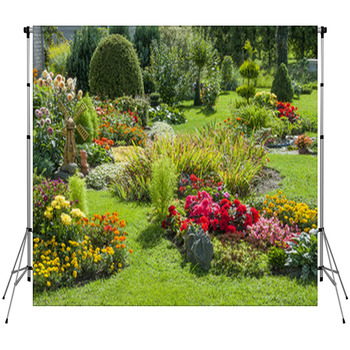 Landscaped Flower Garden Custom Size Backdrop