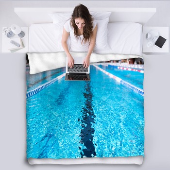 Lane Swimming Pool Closeup Of The Row Of Fleece Blanket