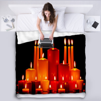 Large Group Of Mixed Candles Burning Fleece Blanket