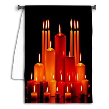 Large Group Of Mixed Candles Burning Towel