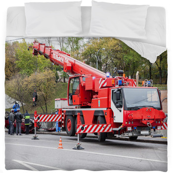 Large Red Rescue Vehicle Helps Fleece Bed Blanket