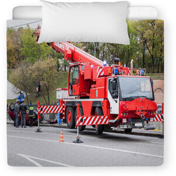 Large Red Rescue Vehicle Helps Toddler Comforter
