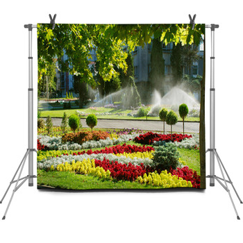 Lawn Watering Sprinkler Fleece Backdrop