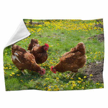 Laying Hens In The Yard Fleece Blanket