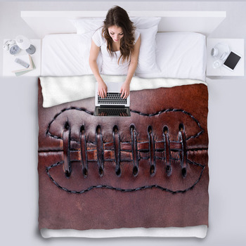 Leather Vintage Football Fleece Blanket
