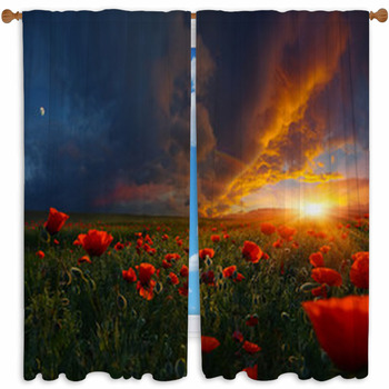 Legends Of Poppy Fields Custom Size Window Curtain
