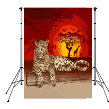 Leopard At Sunset Pole Pocket Backdrop