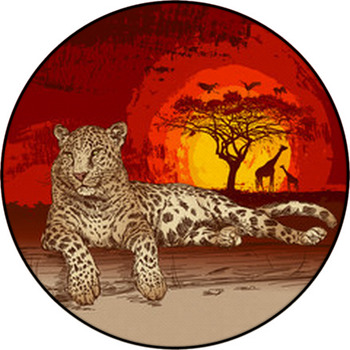 Leopard At Sunset Round Rug