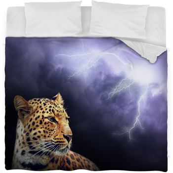 Leopard  On The Dark Sky With Fleece Bed Blanket