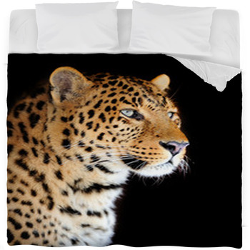 Leopard Portrait Fleece Bed Blanket