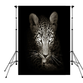 Leopard Portrait In Toned B&w Pole Pocket Backdrop