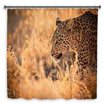 Leopard Walking At Sunset Custom Size Shower Curtain