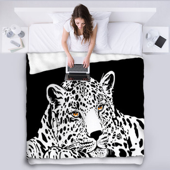 Leopard With Gold Eyes Fleece Blanket