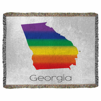 Lgbt Flag Inside The State Of Georgia Woven Throw Blanket