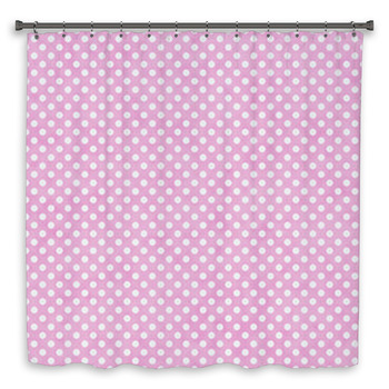 Light Pink And White Small Polka Dots Shower Curtain