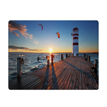 Lighthouse At Lake Neusiedl At Sunset Bath Mat