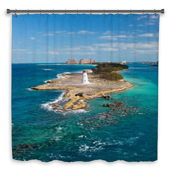 Lighthouse On Paradise Island Shower Curtain