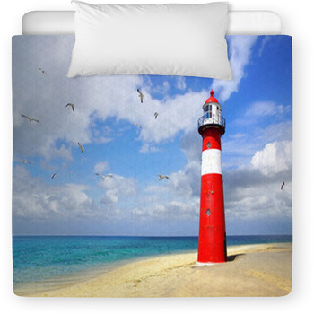 Lighthouse With Flying Seagulls. Toddler Comforter