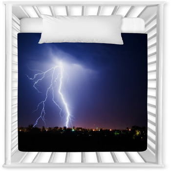 Lightning Over Small Town Baby Crib Comforter