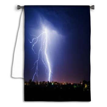 Lightning Over Small Town Towel