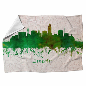 Lincoln City Nebraska Skyline Fleece Blanket