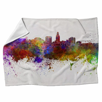 Lincoln Skyline In Watercolor Background Fleece Blanket