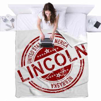 Lincoln Stamp With White Background Fleece Bed Blanket